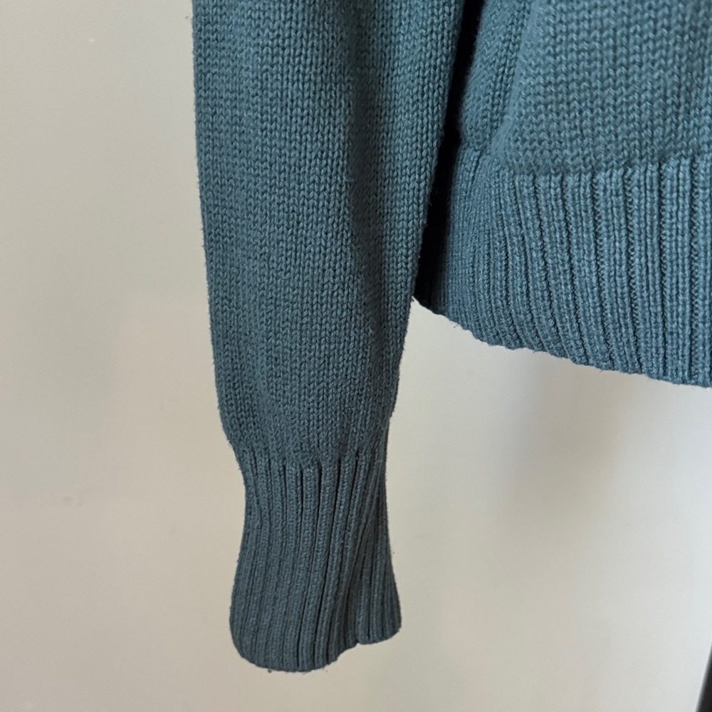 GAP Dusty Teal Crew Roll Neck Cotton Sweater Womens Large - Picture 4 of 5